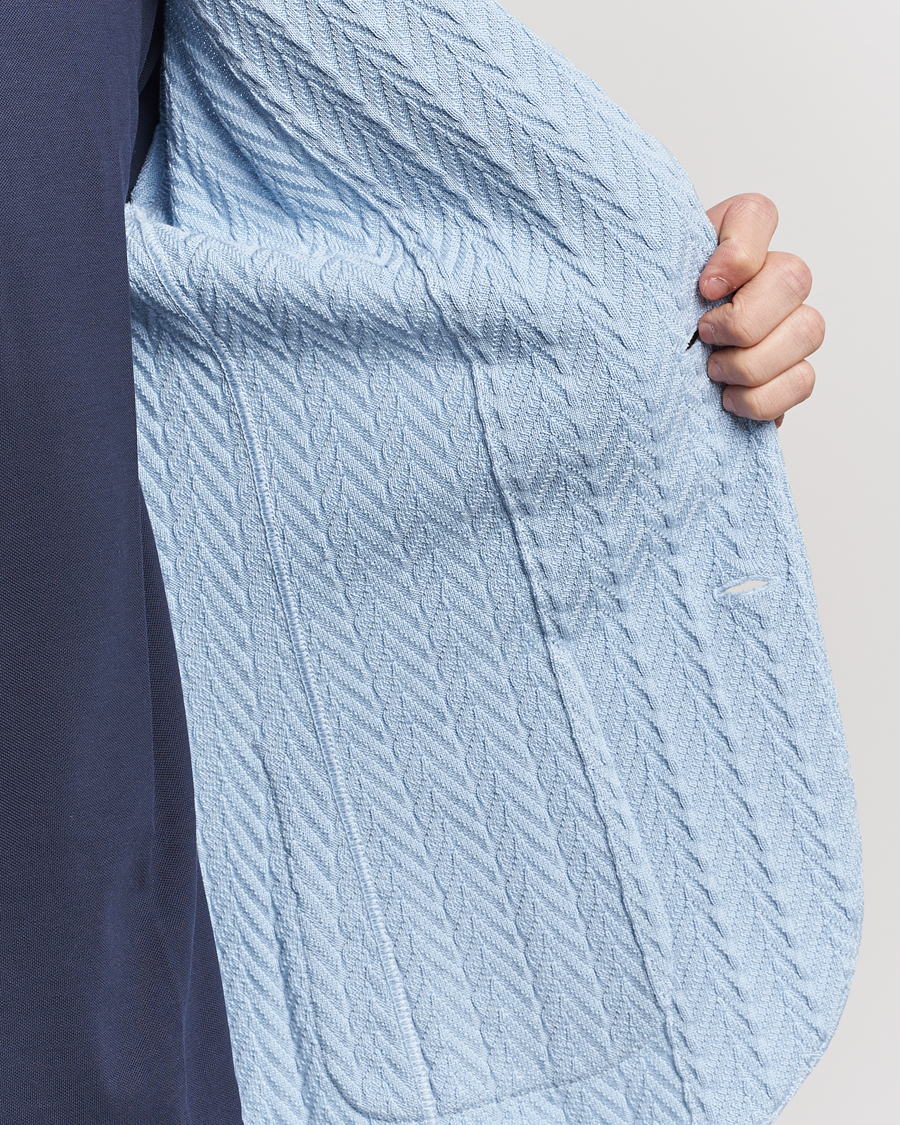 Hombres | Blazers | Lardini | Knitted Structure Cotton Blazer Light Blue
