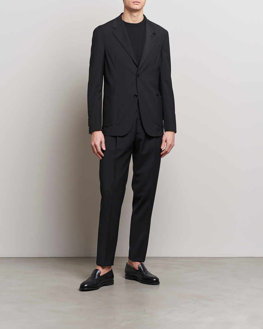 Hombres | Italian Department | Lardini | Travellers Soft Wool Suit Black