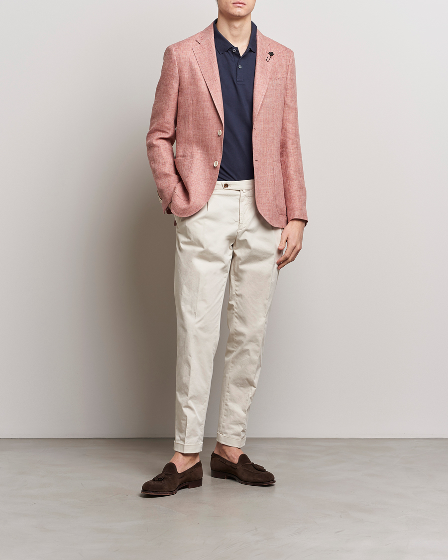 Hombres | Blazers | Lardini | Wool/Linen Patch Pocket Blazer Soft Red