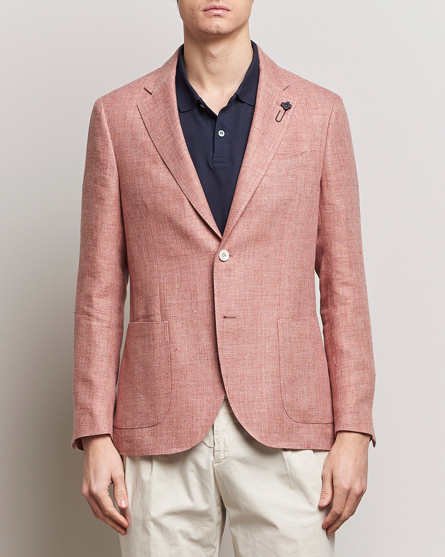 Hombres | Blazers | Lardini | Wool/Linen Patch Pocket Blazer Soft Red