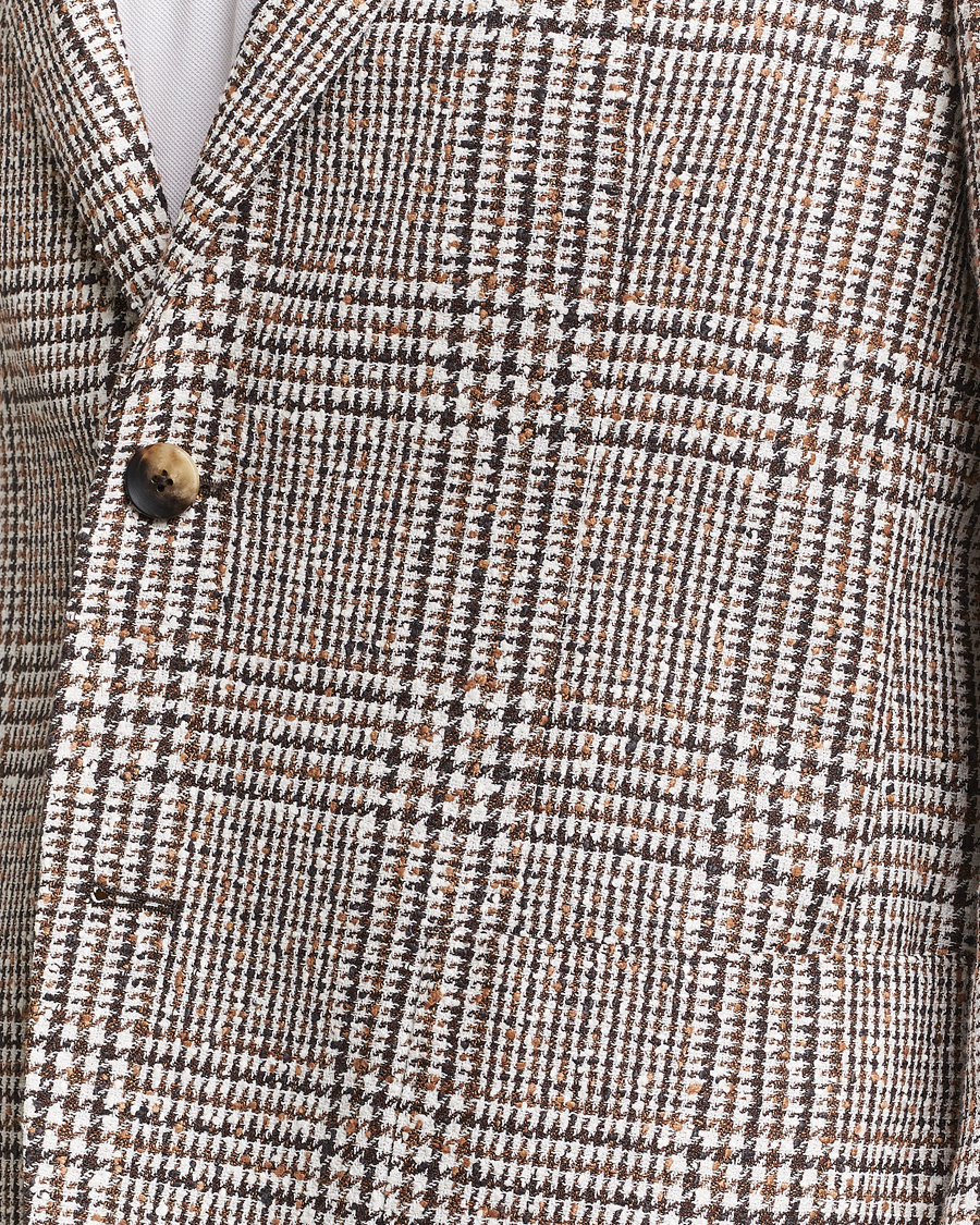 Hombres | Blazers | Lardini | Checked Linen Blazer Brown