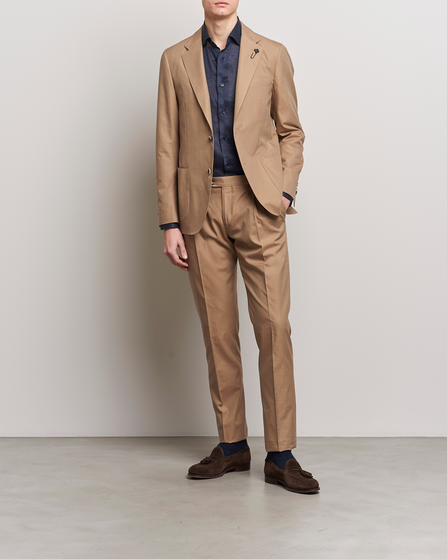 Hombres |  | Lardini | Solaro Cotton Suit Light Brown