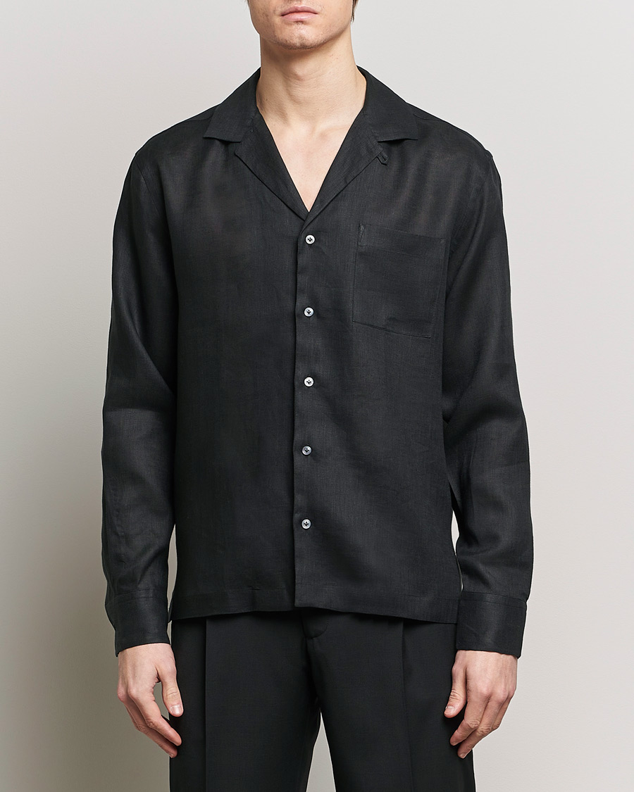 Hombres | Italian Department | Lardini | Klop Linen Shirt Black