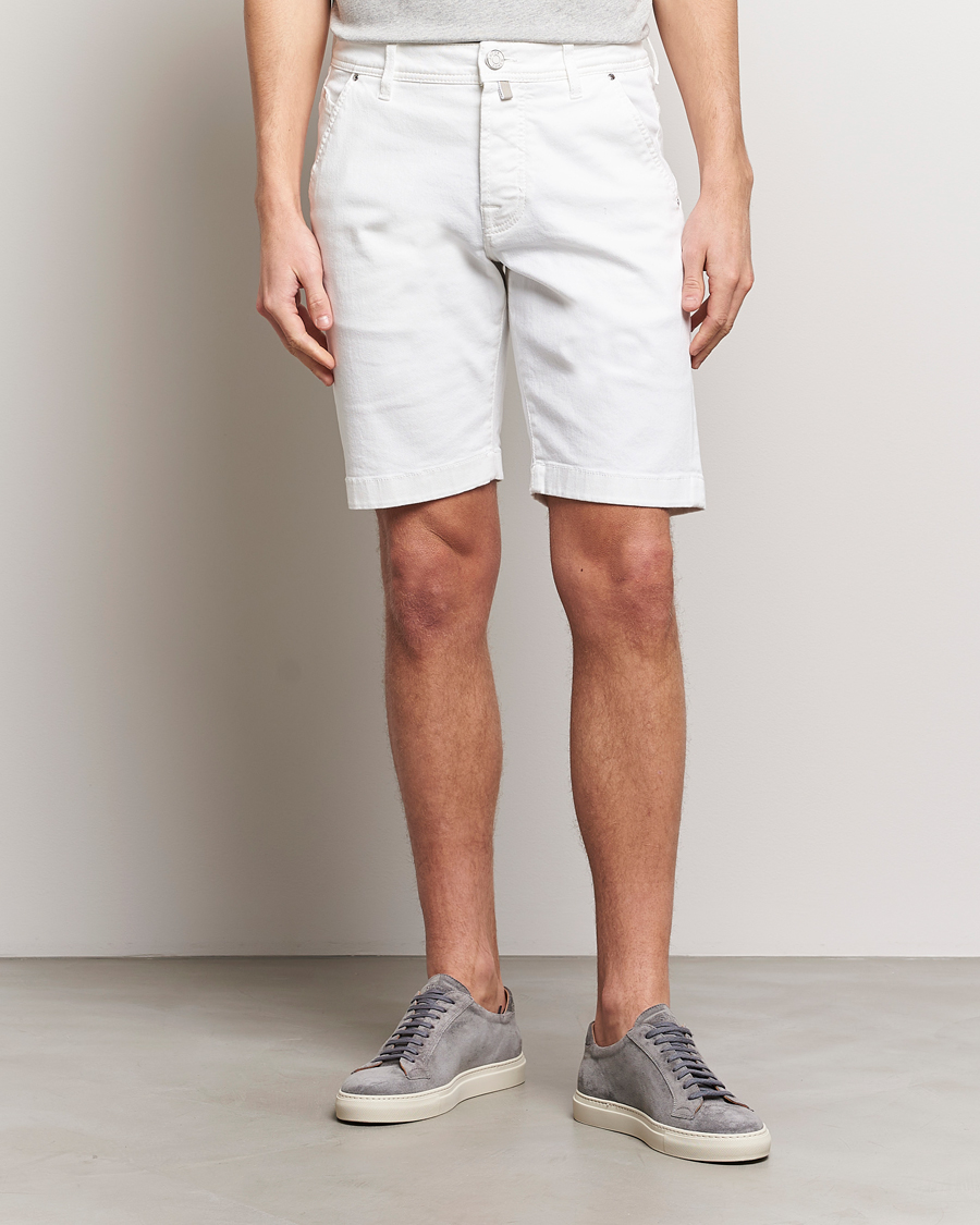 Hombres | Italian Department | Jacob Cohën | Lou Stretch Denim Shorts White