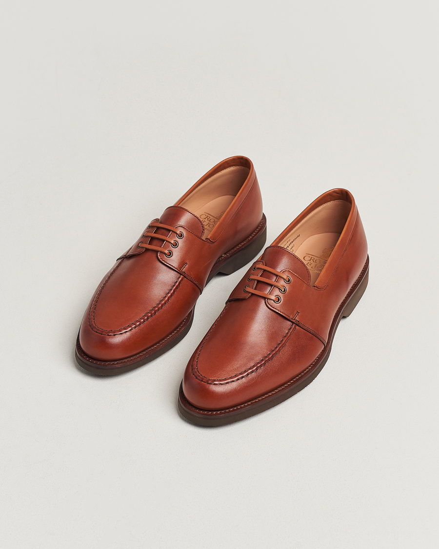 Hombres | Zapatos náuticos | Crockett & Jones | Falmouth Deck Shoes Tan Wax Calf