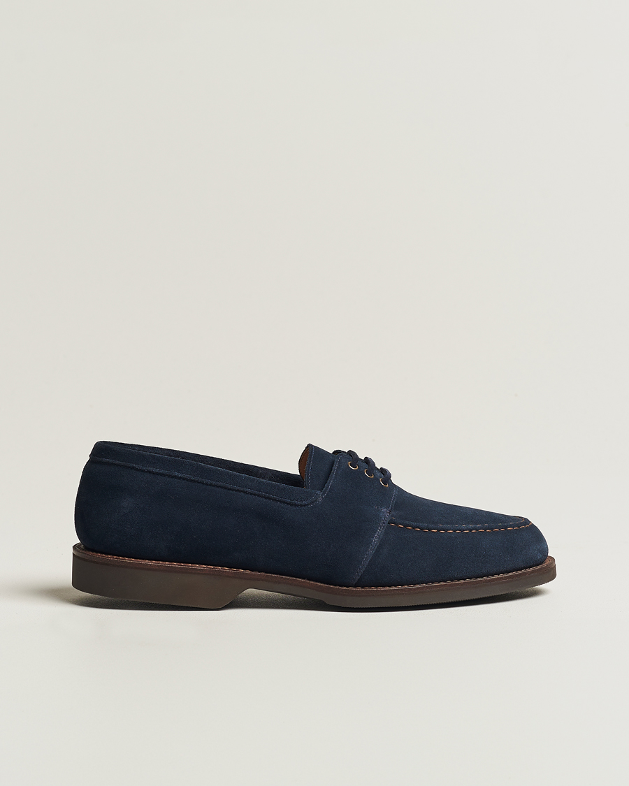 Hombres | Crockett & Jones Falmouth Deck Shoes Ocean Suede | Crockett & Jones | Falmouth Deck Shoes Ocean Suede