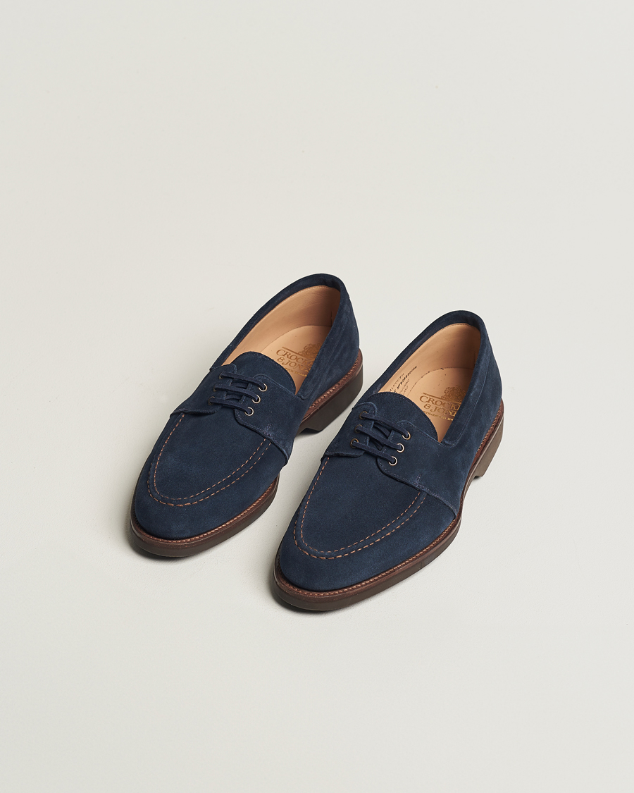 Hombres | Crockett & Jones Falmouth Deck Shoes Ocean Suede | Crockett & Jones | Falmouth Deck Shoes Ocean Suede