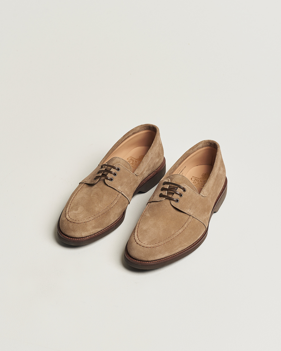Hombres | Zapatos náuticos | Crockett & Jones | Falmouth Deck Shoes Khaki Suede