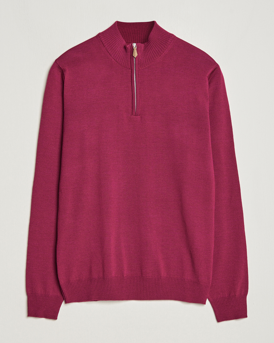 Hombres | Jerséis y prendas de punto | Stenströms | Merino Wool Half Zip Wine