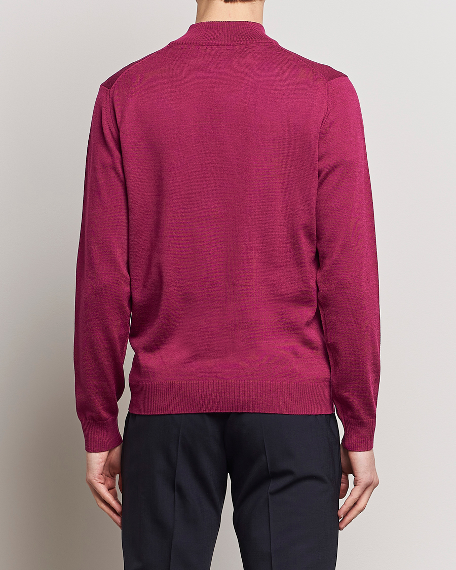 Hombres | Jerséis y prendas de punto | Stenströms | Merino Wool Half Zip Wine