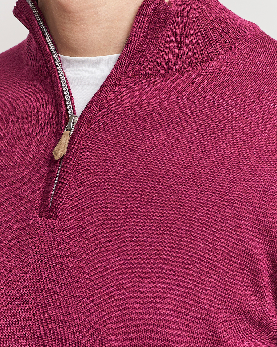 Hombres | Jerséis y prendas de punto | Stenströms | Merino Wool Half Zip Wine