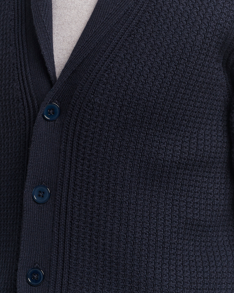 Hombres | Jerséis y prendas de punto | Stenströms | Cotton/Cashmere Shawl Cardigan Navy