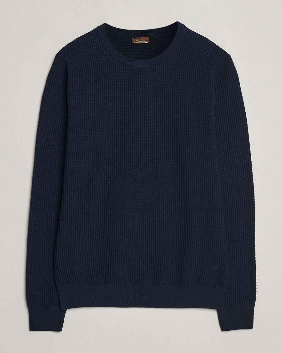 Hombres | Jerséis y prendas de punto | Stenströms | Organic Cotton Crew Neck Navy
