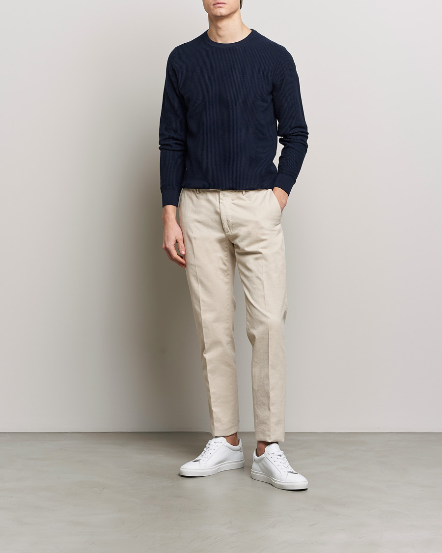 Hombres | Jerséis y prendas de punto | Stenströms | Organic Cotton Crew Neck Navy