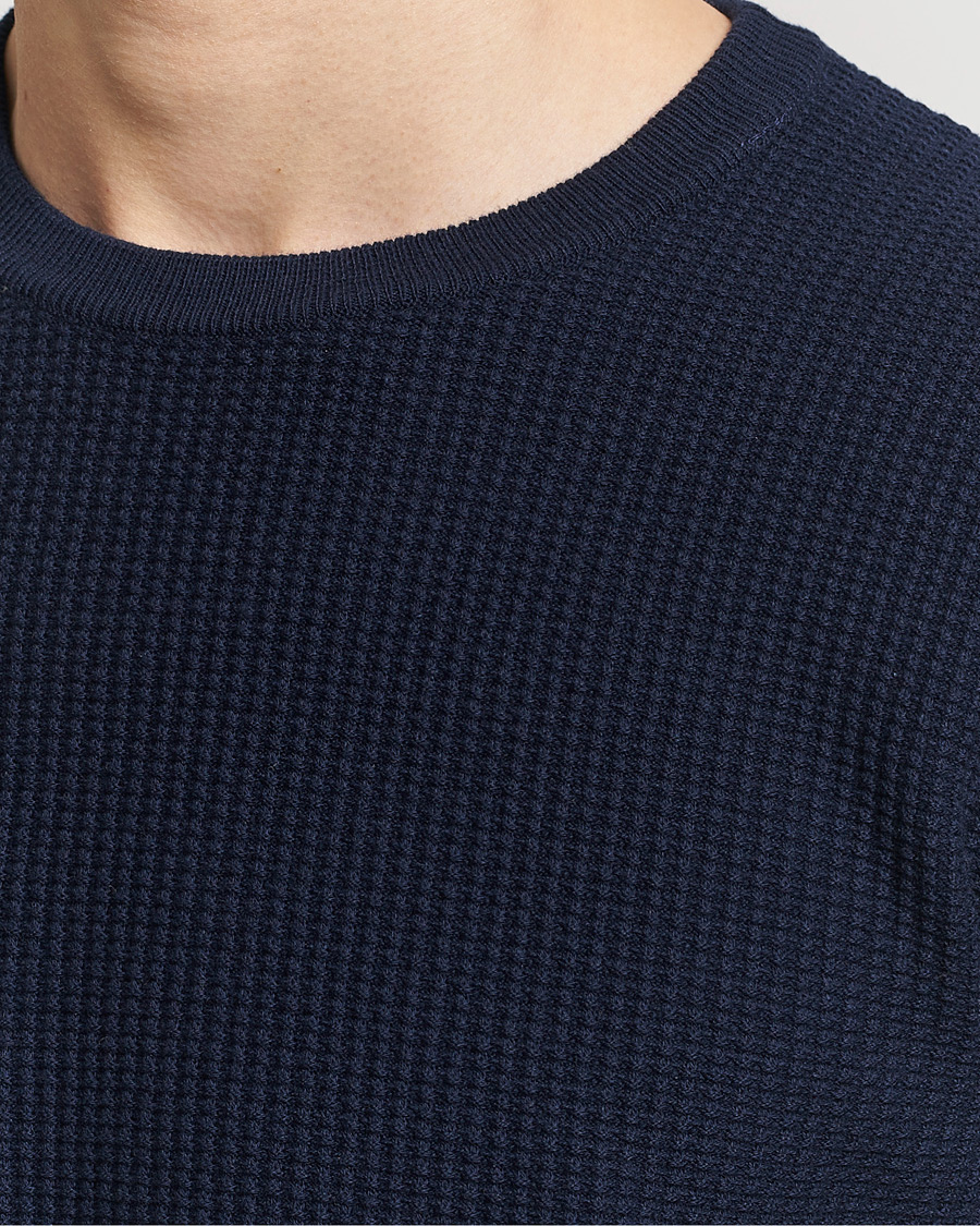 Hombres | Jerséis y prendas de punto | Stenströms | Organic Cotton Crew Neck Navy