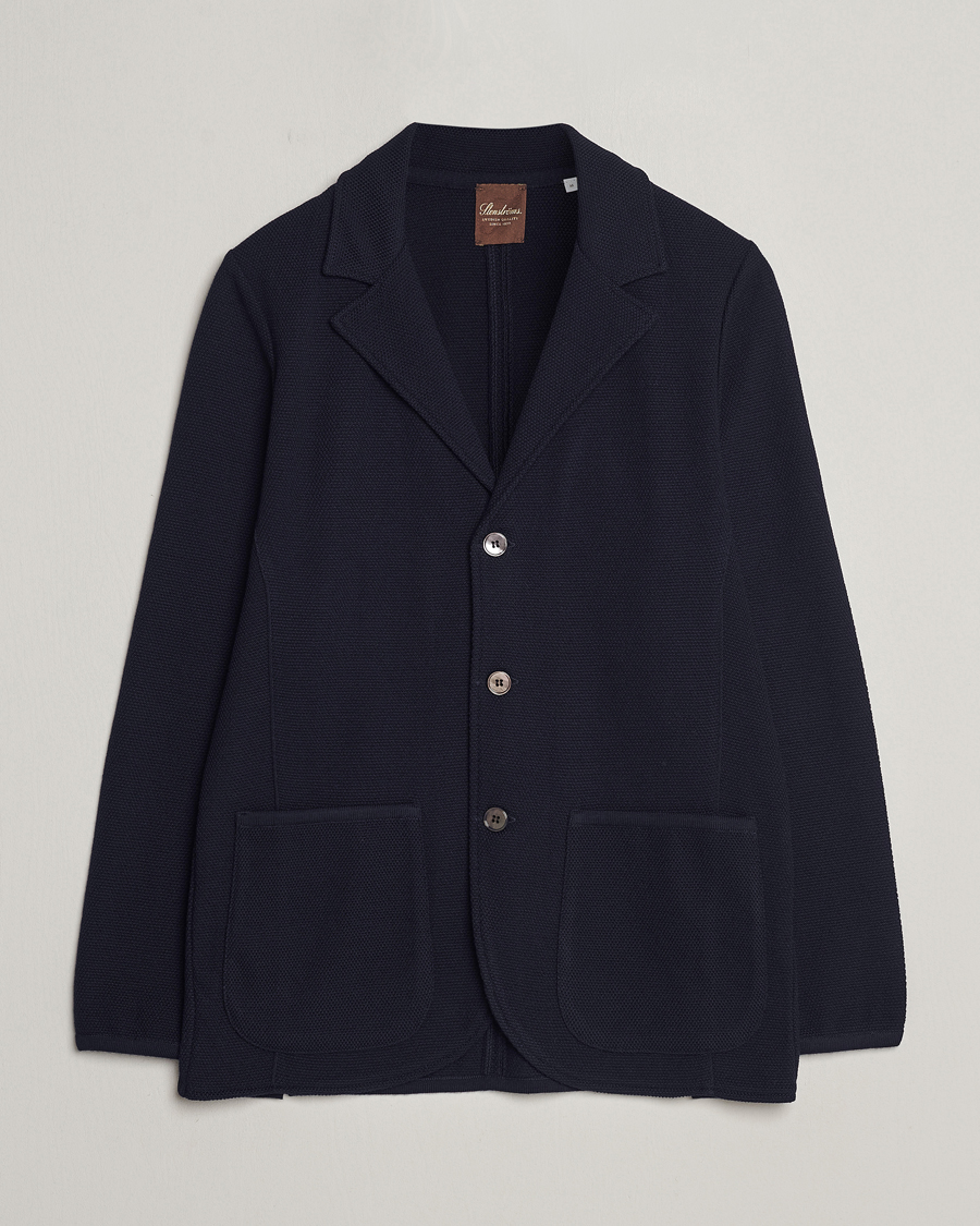 Hombres | Blazers | Stenströms | Merino Wool Texture Knitted Blazer Navy