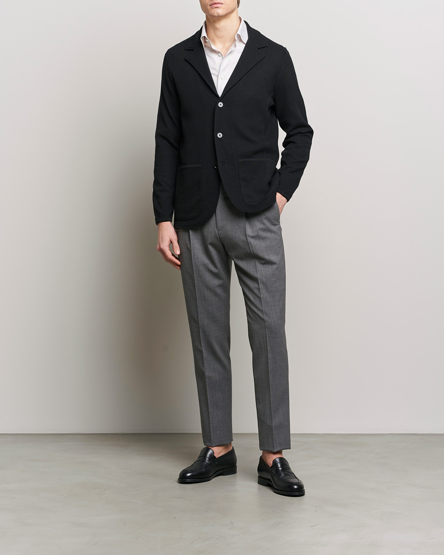 Hombres | Blazers | Stenströms | Merino Wool Texture Knitted Blazer Black