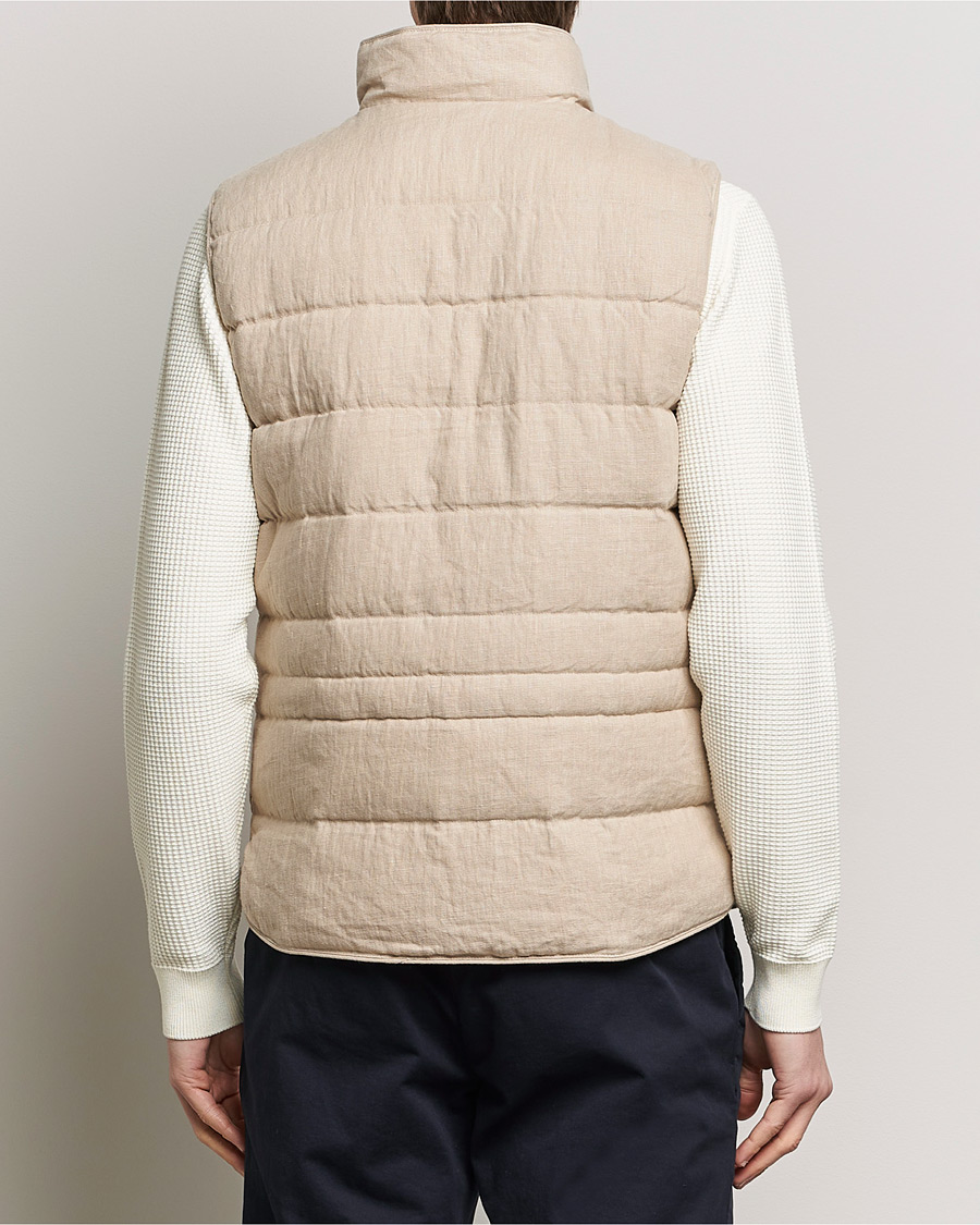 Hombres | Abrigos y chaquetas | Stenströms | Linen Down Padded Button Vest Beige