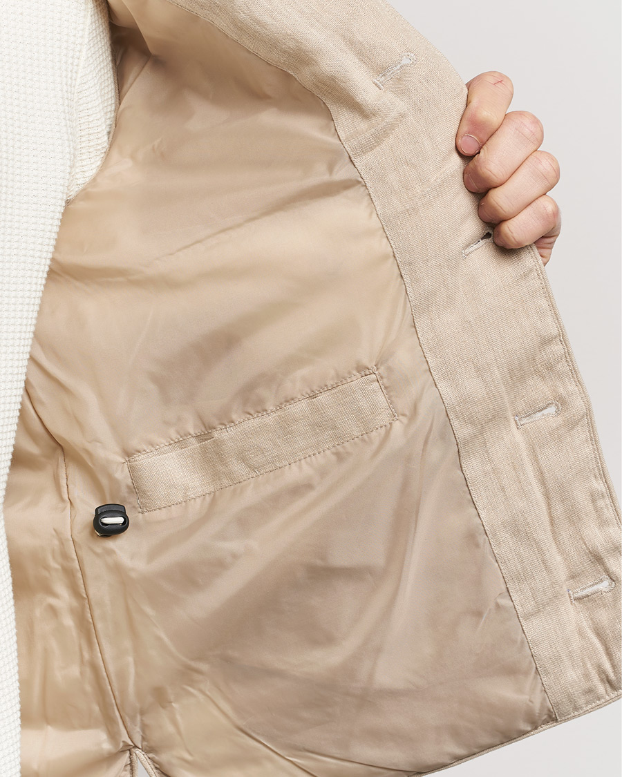 Hombres | Abrigos y chaquetas | Stenströms | Linen Down Padded Button Vest Beige
