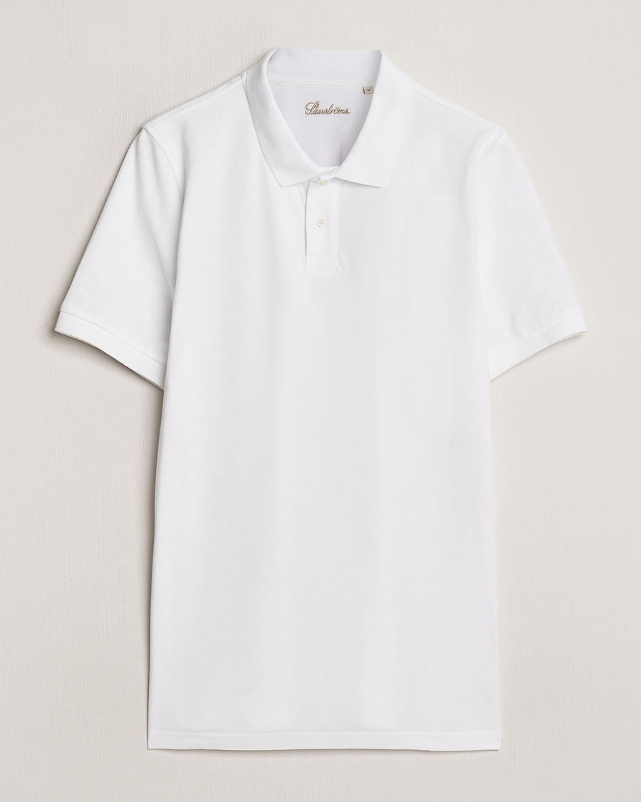 Hombres | Polos | Stenströms | Organic Cotton Piquet Polo Shirt White