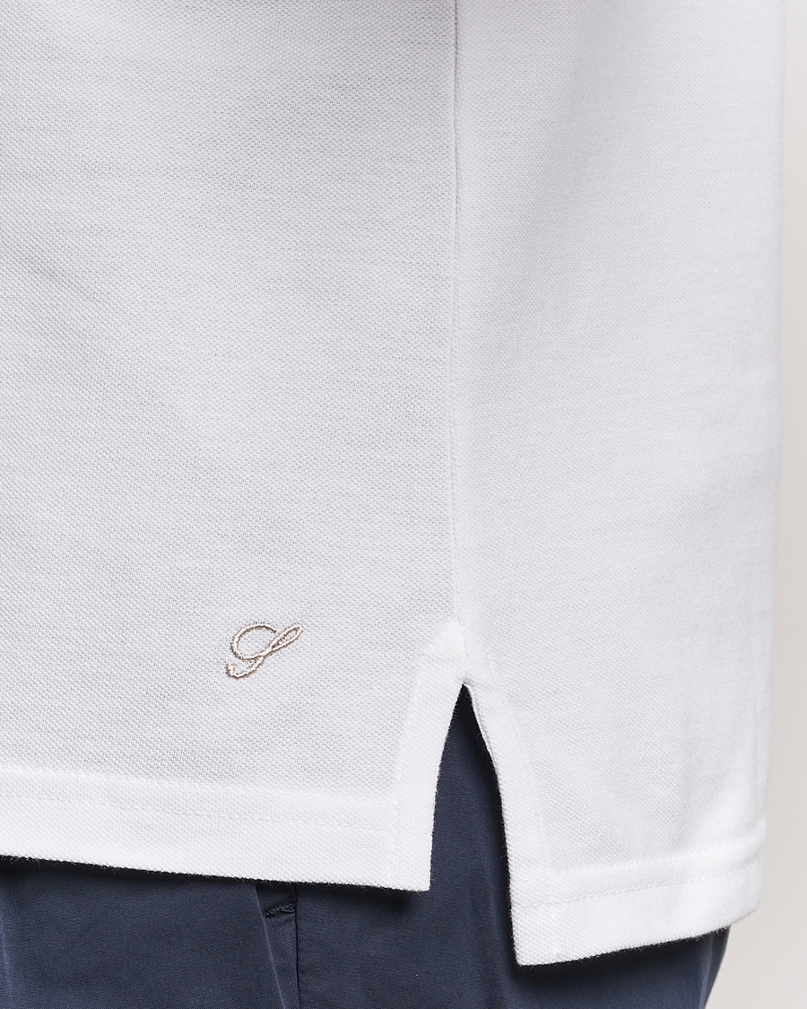 Hombres | Polos | Stenströms | Organic Cotton Piquet Polo Shirt White