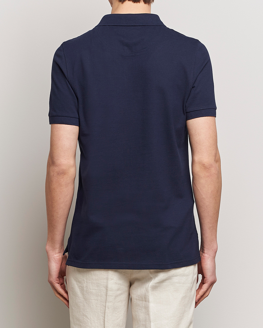 Hombres | Polos | Stenströms | Organic Cotton Piquet Polo Shirt Navy