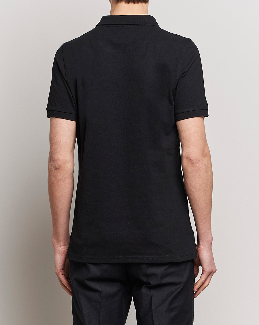 Hombres | Polos | Stenströms | Organic Cotton Piquet Polo Shirt Black