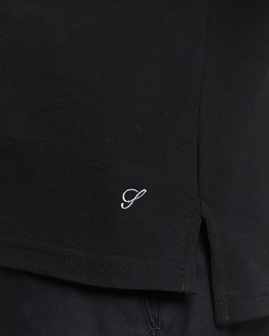 Hombres | Polos | Stenströms | Organic Cotton Piquet Polo Shirt Black