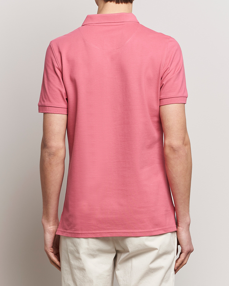 Hombres | Polos | Stenströms | Organic Cotton Piquet Polo Shirt Rasperry