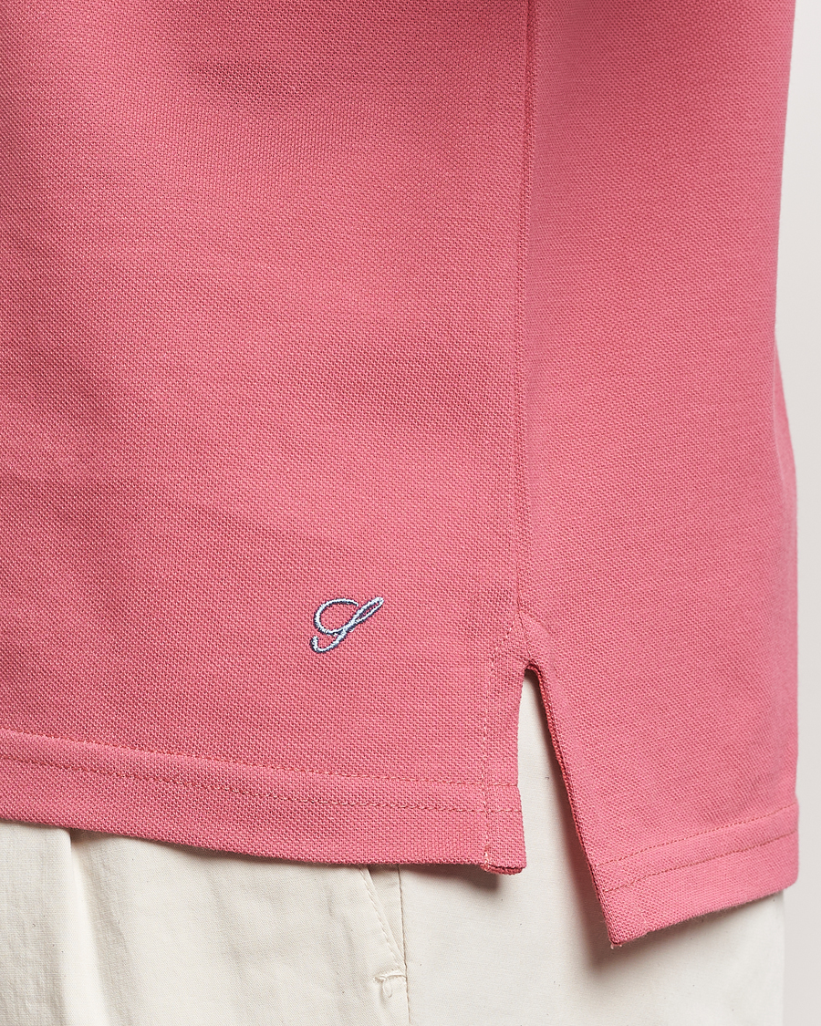 Hombres | Polos | Stenströms | Organic Cotton Piquet Polo Shirt Rasperry