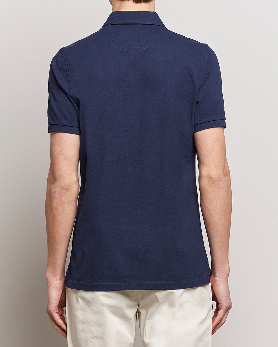 Hombres | Polos | Stenströms | Cotton Pique Contrast Polo Shirt Navy