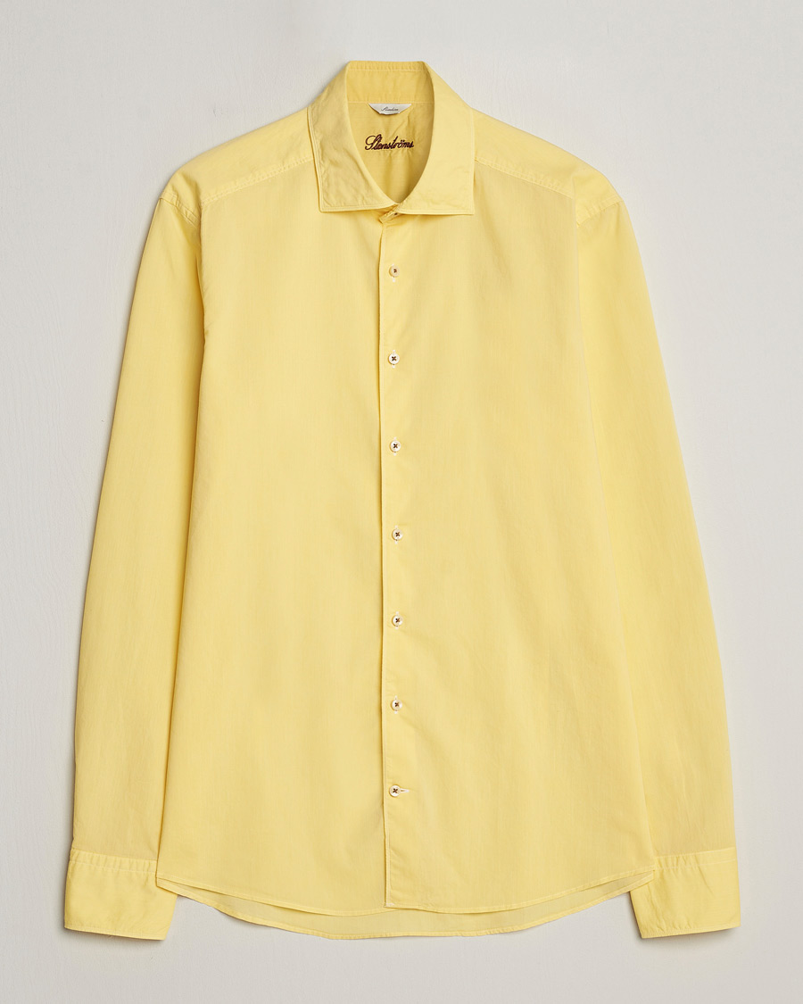 Hombres | Camisas | Stenströms | Slimline Washed Summer Poplin Shirt Yellow