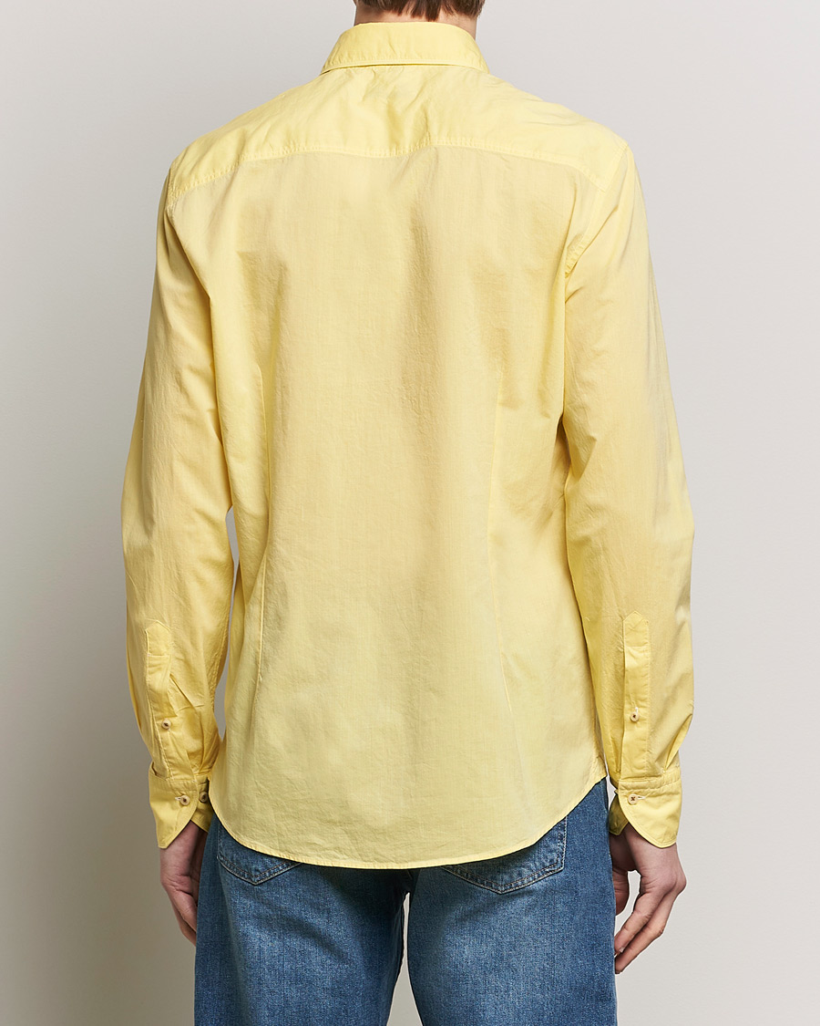 Hombres | Camisas | Stenströms | Slimline Washed Summer Poplin Shirt Yellow