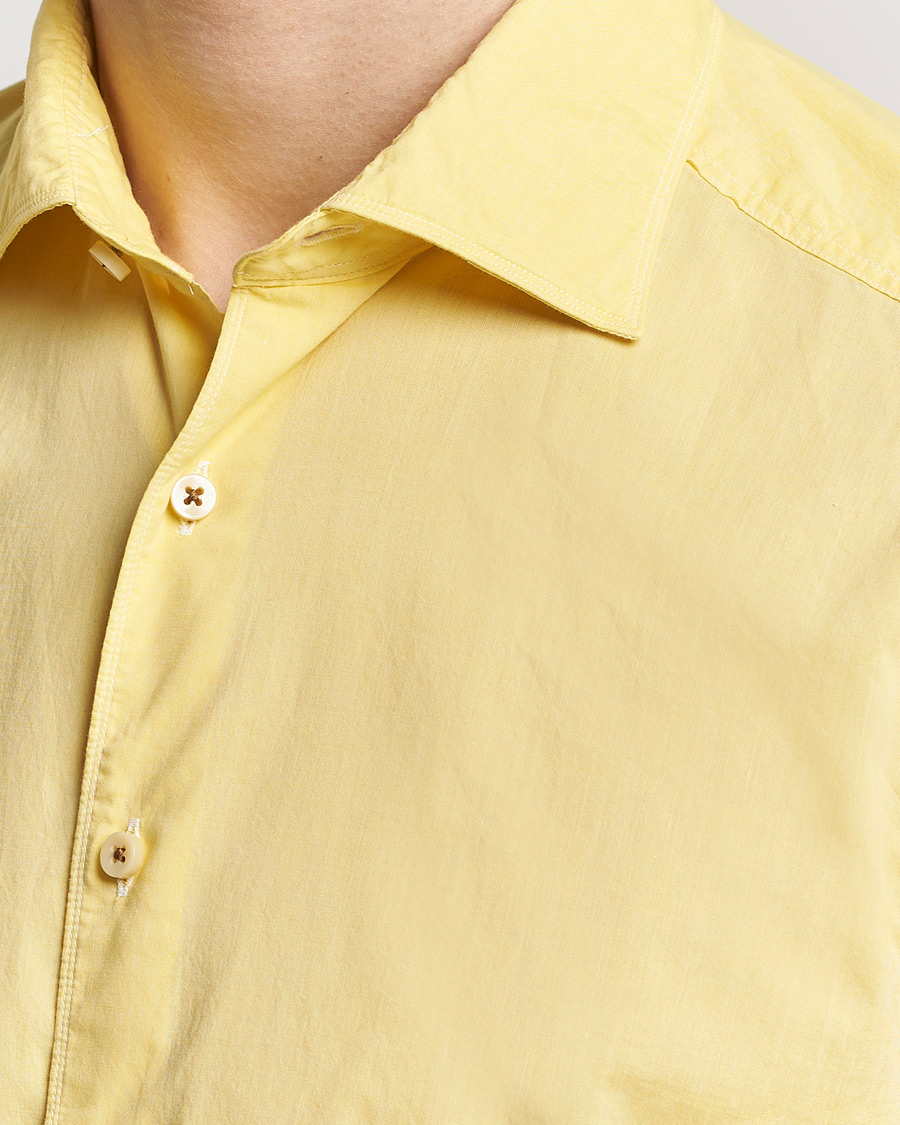Hombres | Camisas | Stenströms | Slimline Washed Summer Poplin Shirt Yellow