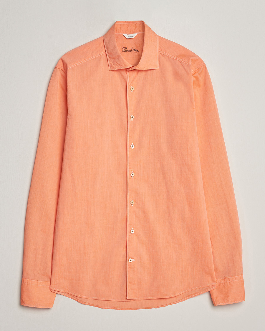 Hombres | Camisas | Stenströms | Slimline Washed Summer Poplin Shirt Orange
