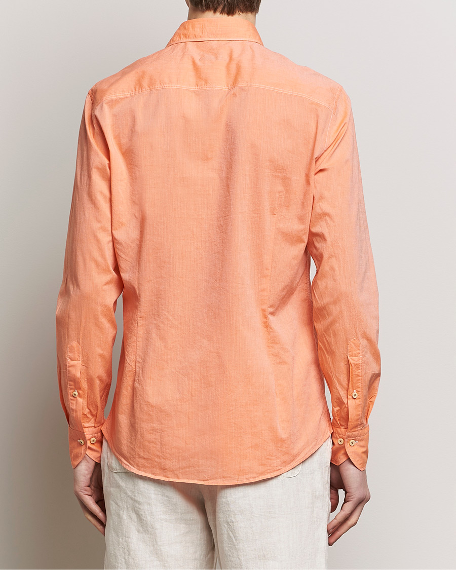 Hombres | Camisas | Stenströms | Slimline Washed Summer Poplin Shirt Orange