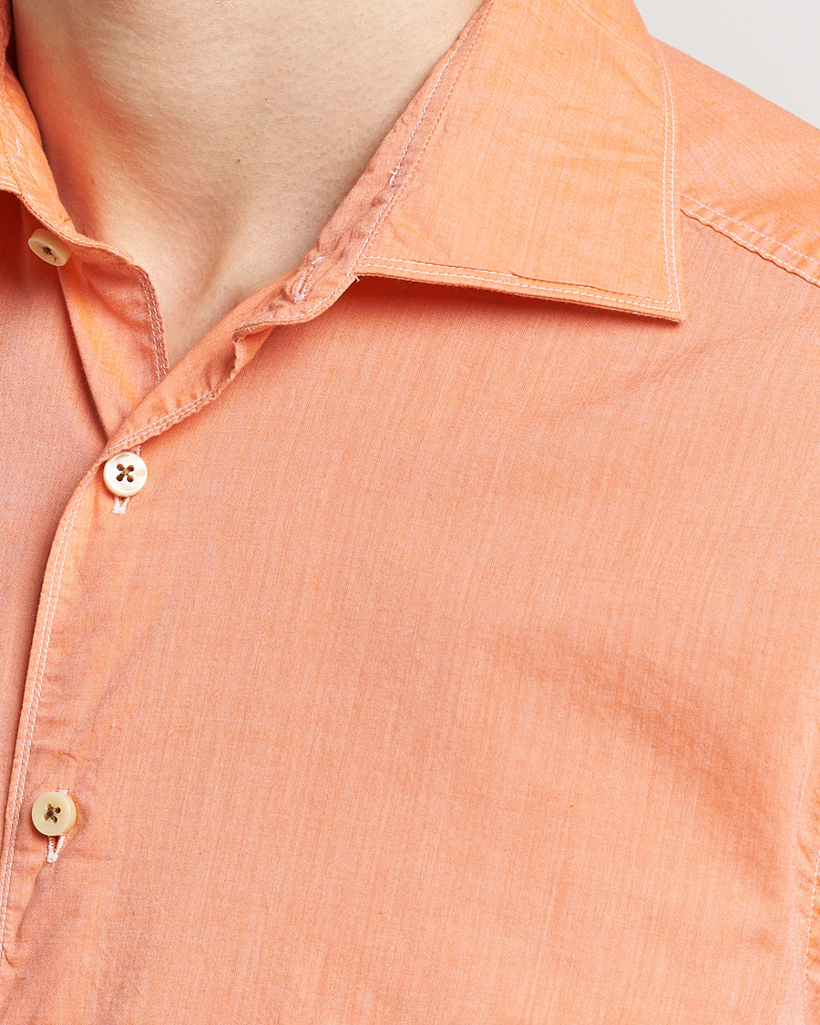 Hombres | Camisas | Stenströms | Slimline Washed Summer Poplin Shirt Orange
