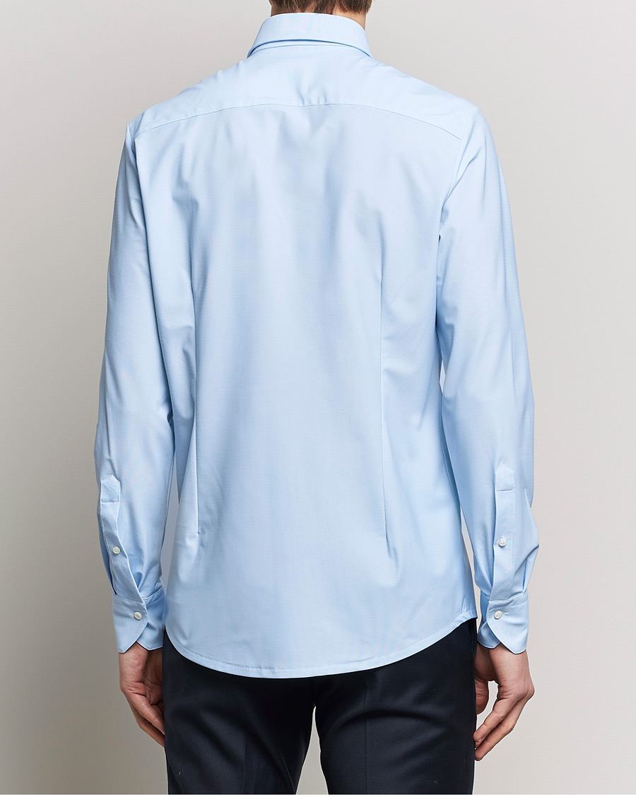 Hombres | Camisas | Stenströms | Slimline Micro Check Cut Away 4-Way Stretch Shirt Blue