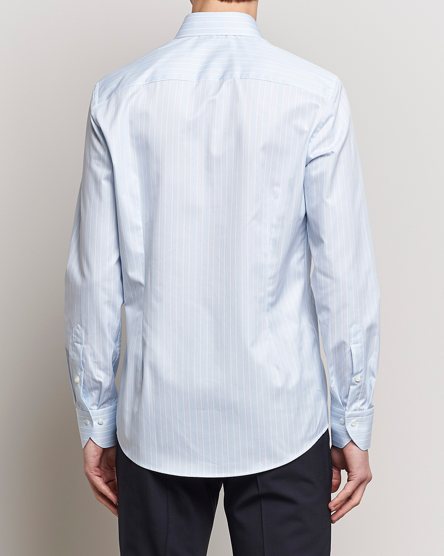 Hombres | Camisas | Stenströms | Slimline Cut Away Multi Stripe Shirt Light Blue