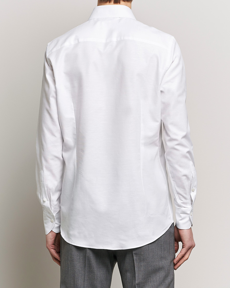 Hombres | Camisas | Stenströms | Slimline Cotton/Linen Cut Away Shirt White