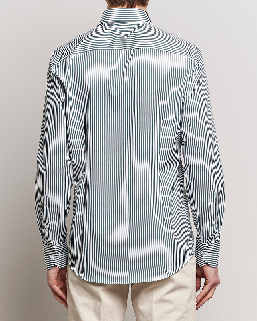Hombres | Camisas | Stenströms | Slimline Cut Away Striped Shirt Green