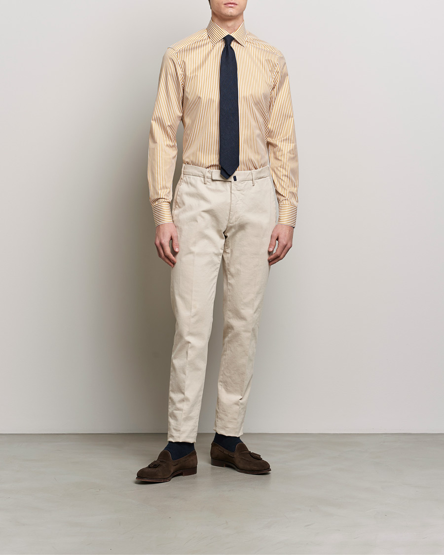 Hombres | Camisas | Stenströms | Slimline Cut Away Striped Shirt Yellow