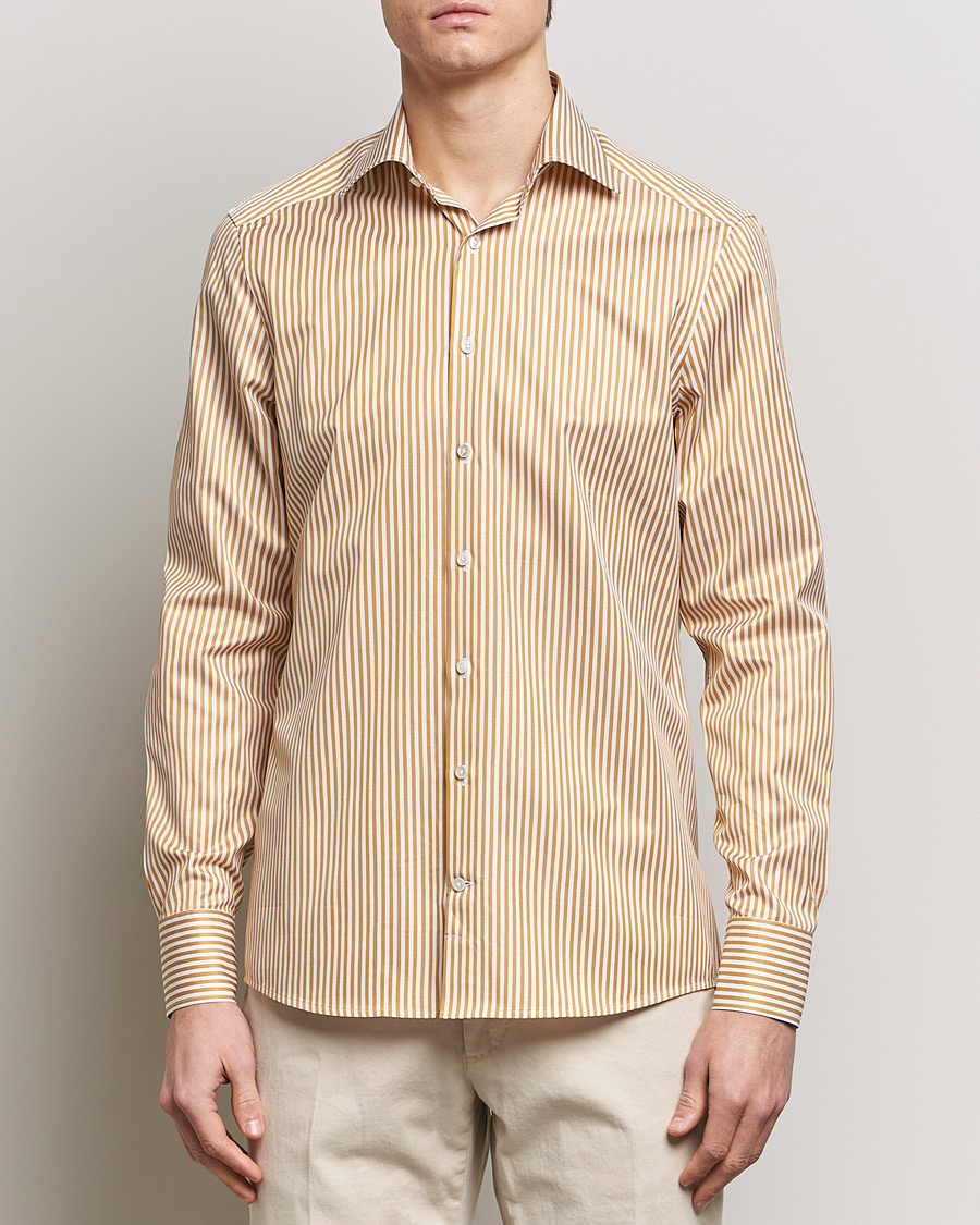 Hombres | Camisas | Stenströms | Slimline Cut Away Striped Shirt Yellow