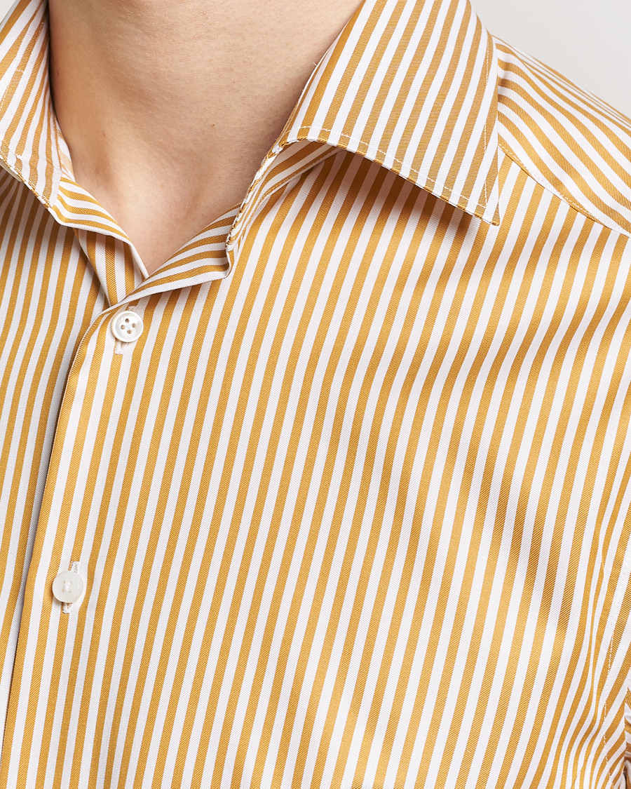 Hombres | Camisas | Stenströms | Slimline Cut Away Striped Shirt Yellow