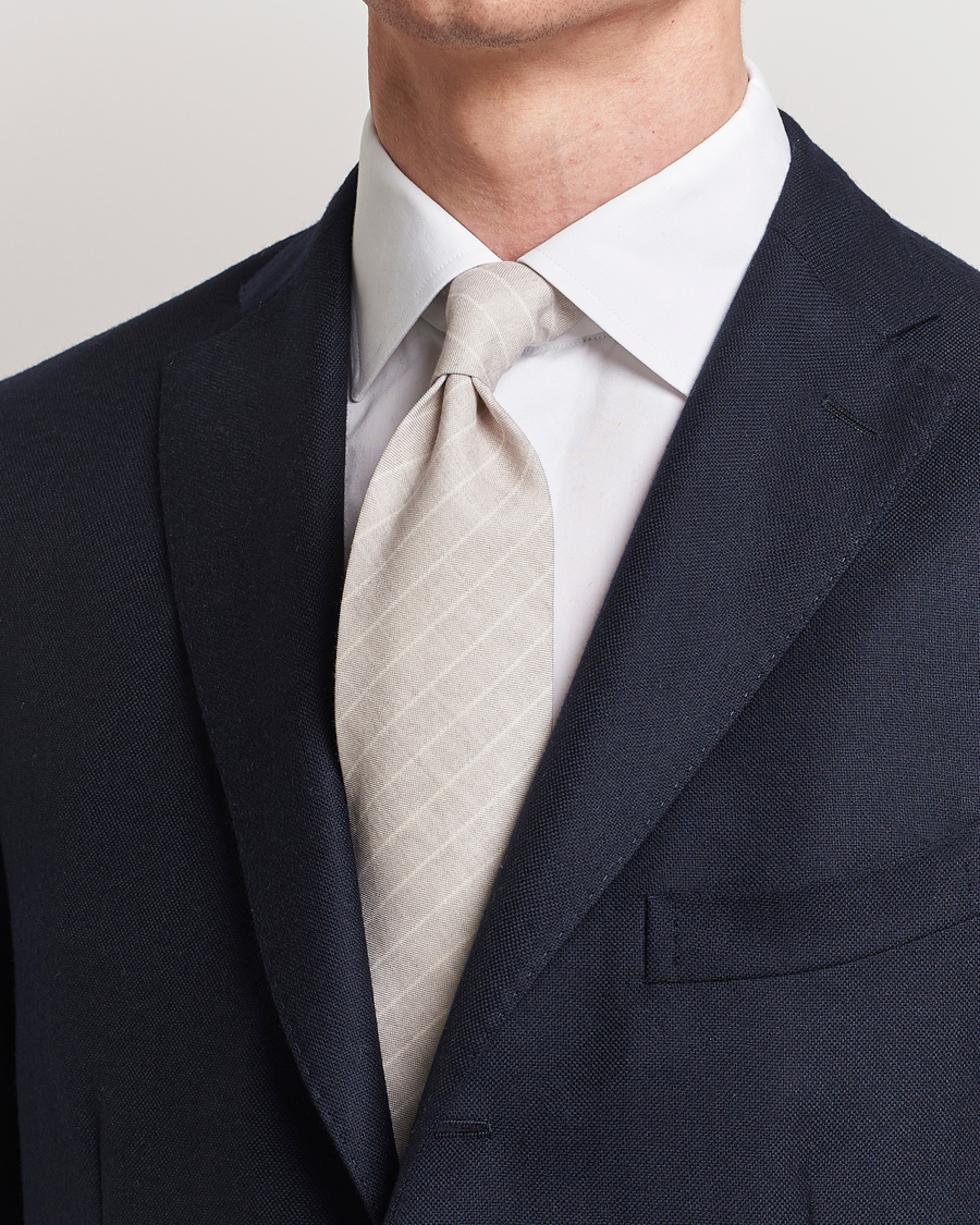 Hombres | Accesorios | Stenströms | Striped Cotton/Wool Tie Grey