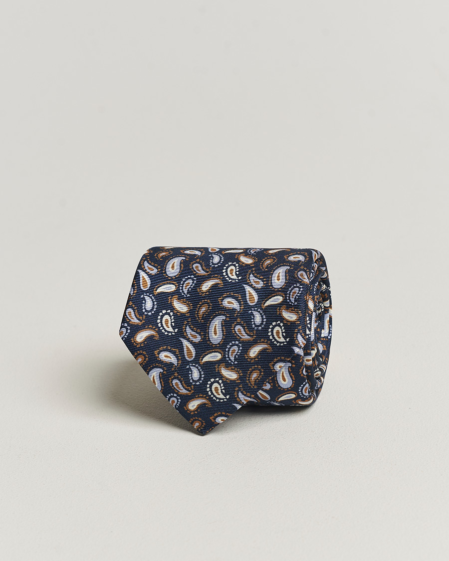 Hombres | Stenströms Paisley Silk Tie Navy | Stenströms | Paisley Silk Tie Navy