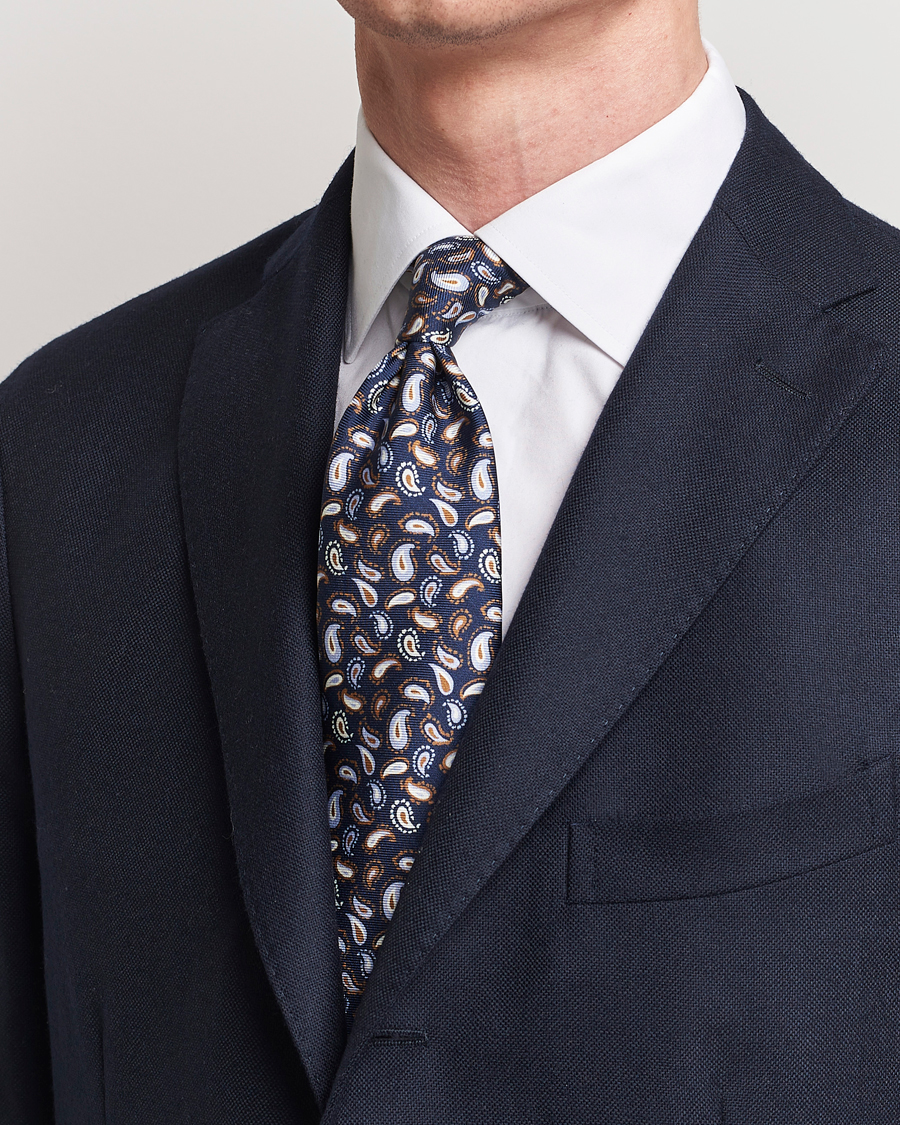 Hombres | Stenströms Paisley Silk Tie Navy | Stenströms | Paisley Silk Tie Navy
