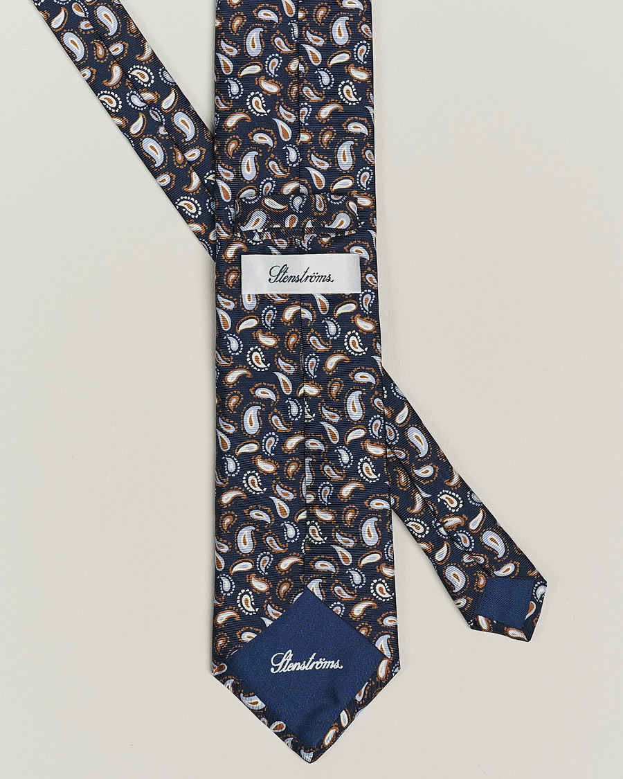 Hombres | Stenströms Paisley Silk Tie Navy | Stenströms | Paisley Silk Tie Navy