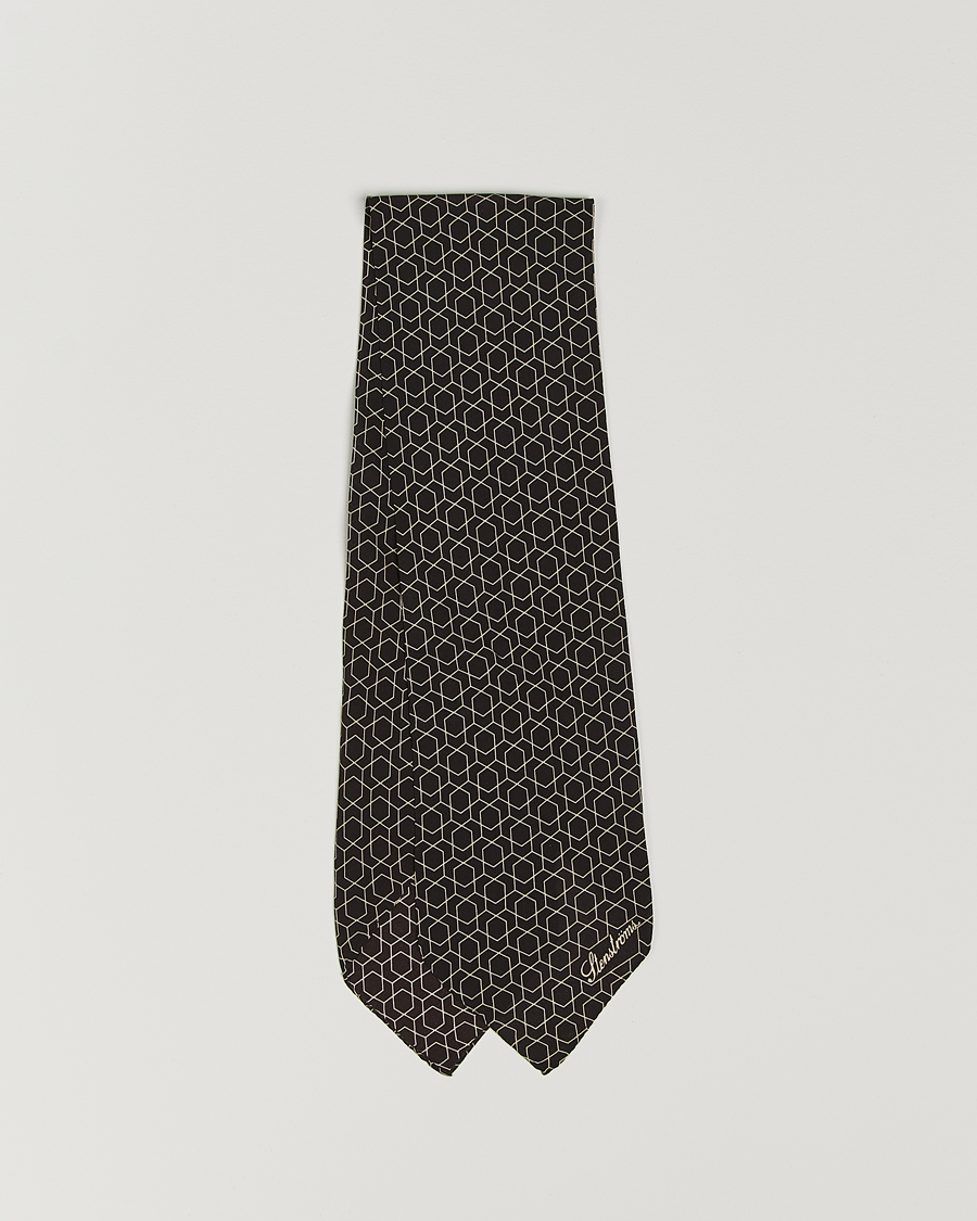 Hombres | Stenströms Silk Printed Ascot Brown | Stenströms | Silk Printed Ascot Brown