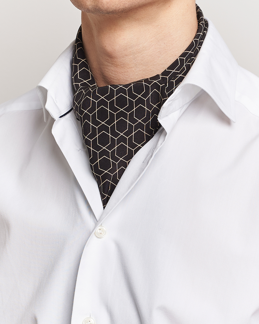 Hombres | Stenströms Silk Printed Ascot Brown | Stenströms | Silk Printed Ascot Brown